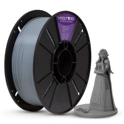 Filamento PLA Voolt3d Cinza Claro Velvet Premium 1kg para impressão 3D com acabamento aveludado