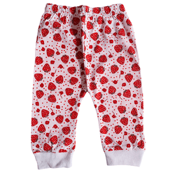 Calça bebê malha branca morangos - 821 - Novelinhos Moda Infantil