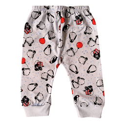 Calça bebê malha branca pinguim - 824 - Novelinhos Moda Infantil