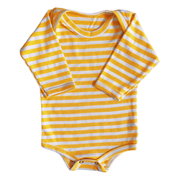 Body manga longa malha listras amarelo - 807 - Novelinhos Moda Infantil
