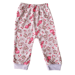 Calça bebê malha branca e rosa dinossauros - 820 - Novelinhos Moda Infantil