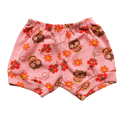 Short bebê canelado rosa corujas - 808 - Novelinhos Moda Infantil