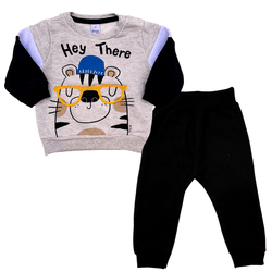 Conjunto bebê moletom mescla bichinho óculos e cal... - Novelinhos Moda Infantil