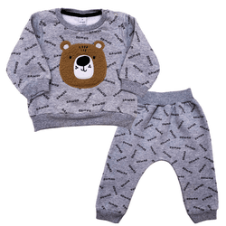 Conjunto bebê moletom mescla ursinho e calça sarue... - Novelinhos Moda Infantil