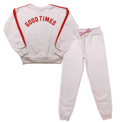 Conjunto moletom off white e vermelho estampado - ... - Novelinhos Moda Infantil