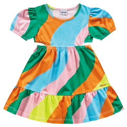 Vestido colorido abstrato Fakini - 736 - Novelinhos Moda Infantil