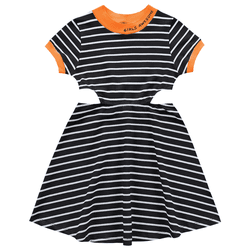 Vestido Preto e Branco Listras Fakini Playground -... - Novelinhos Moda Infantil