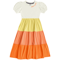 Vestido midi off white amarelo e laranja Fakini Pl... - Novelinhos Moda Infantil