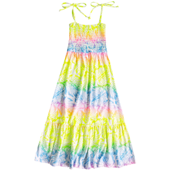 Vestido midi neon floral Fakini Playground - 545 - Novelinhos Moda Infantil