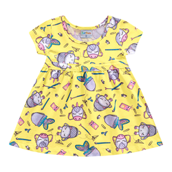 Vestido bebê amarelo estampado Fakini - 298 - Novelinhos Moda Infantil