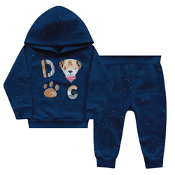 Conjunto bebê moletom azul marinho dog Kiko e Kika... - Novelinhos Moda Infantil