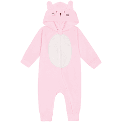 Macacão de pelo rosa coelhinho com capuz Kiko Baby... - Novelinhos Moda Infantil