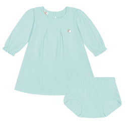 Vestido bebê corações e tapa fralda malha jacquard... - Novelinhos Moda Infantil
