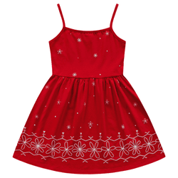 Vestido vermelho sevilla flores Kiko e Kika - 756 - Novelinhos Moda Infantil