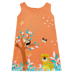 Vestido laranja bichinhos Kiko e Kika - 748 - Novelinhos Moda Infantil
