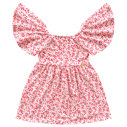 Vestido branco e vermelho floral Kiko e Kika - 75 - Novelinhos Moda Infantil