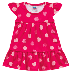 Vestido bebê pink corações e poá Kiko e Kika - 74... - Novelinhos Moda Infantil