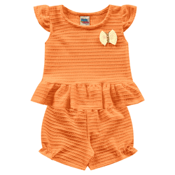 Conjunto bebê laranja fantasy Kiko e Kika - 743 - Novelinhos Moda Infantil
