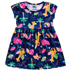 Vestido bebê azul indigo bichinhos Kiko e Kika - ... - Novelinhos Moda Infantil