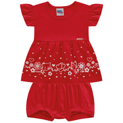Conjunto bebê vermelho estampado Kiko e Kika - 825 - Novelinhos Moda Infantil