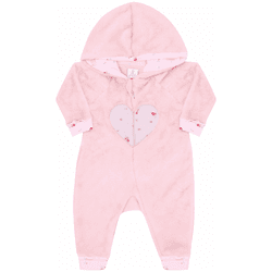 Macacão de pelo rosa claro coração com capuz Kiko ... - Novelinhos Moda Infantil