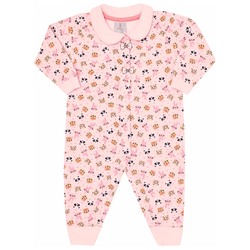 Macacão moletom peluciado rosa cristal bichinhos K... - Novelinhos Moda Infantil