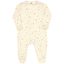 Macacão malha suedine off white coroas Kiko Baby -... - Novelinhos Moda Infantil