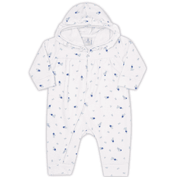 Macacão moletom peluciado branco floral com capuz ... - Novelinhos Moda Infantil