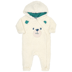 Macacão de pelo off white ursinho com capuz Kiko B... - Novelinhos Moda Infantil