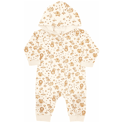 Macacão malha suedine creme safari com capuz Kiko ... - Novelinhos Moda Infantil