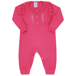 Macacão malha suedine rosa fusion floral Kiko Baby... - Novelinhos Moda Infantil
