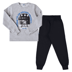 Conjunto moletom blusão mescla hockey e calça pret... - Novelinhos Moda Infantil