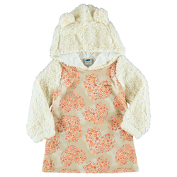 Vestido creme manga longa pelúcia bichinhos Marlan... - Novelinhos Moda Infantil