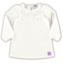 Vestido malha tricot felpada off white manga longa... - Novelinhos Moda Infantil