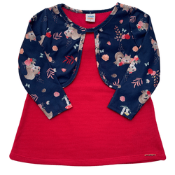 Vestido malha tricot felpada pink azul marinho esq... - Novelinhos Moda Infantil