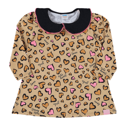 Vestido manga longa molecotton felpado bege oncinh... - Novelinhos Moda Infantil