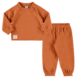 Conjunto blusão e calça malha tricot felpada terra... - Novelinhos Moda Infantil