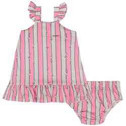Vestido bebê rosa bailarina e calcinha estampada M... - Novelinhos Moda Infantil