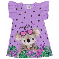 Vestido canelado lilás coala Marlan - 657 - Novelinhos Moda Infantil