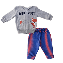 Conjunto bebê moletom mescla raposa e calça azul l... - Novelinhos Moda Infantil