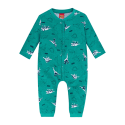 Macacão malha verde dinossauros Kyly - 265 - Novelinhos Moda Infantil