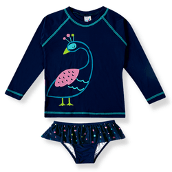 Conjunto praia azul marinho pavão Tip Top UV50+ - ... - Novelinhos Moda Infantil