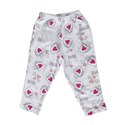 Calça Branca Estampada Corações - 72 - Novelinhos Moda Infantil