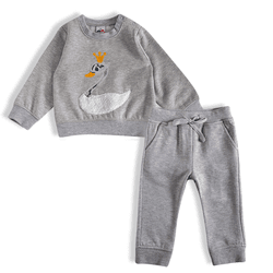 Conjunto bebê moletom cinza mescla cisne Tip Top -... - Novelinhos Moda Infantil