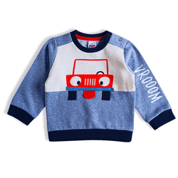 Blusão bebê moletom azul carro Tip Top - 469 - Novelinhos Moda Infantil