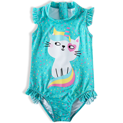 Maiô azul verde água gatinha Tip Top UV50+ - 455 - Novelinhos Moda Infantil