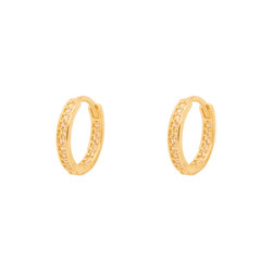 Brinco Argola M em Ouro 18K com Pedras de Zircônia... - Ouro Vale Joias