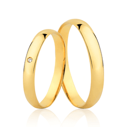 Par de Alianças Anatômicas em Ouro 18K com Diamant... - Ouro Vale Joias