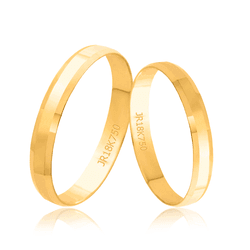 Par de Alianças Chanfradas em Ouro 10K - 3mm - OVB... - Ouro Vale Joias