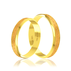 Par de Alianças de Bodas em Ouro 18K - Central Tra... - Ouro Vale Joias